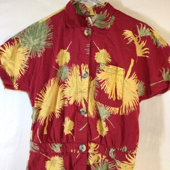 Free People Women’s Malibu Hawaiian Romper Maroon Size S P Boho Resort Vacation - Picture 4 of 10